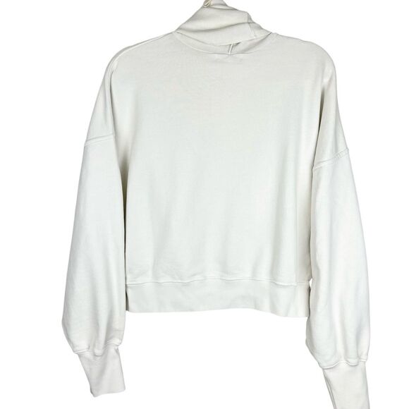 AGOLDE Balloon Sleeve Turtleneck Sweatshirt Sz S Ivory Relaxed Casual Chic - Picture 8 of 14